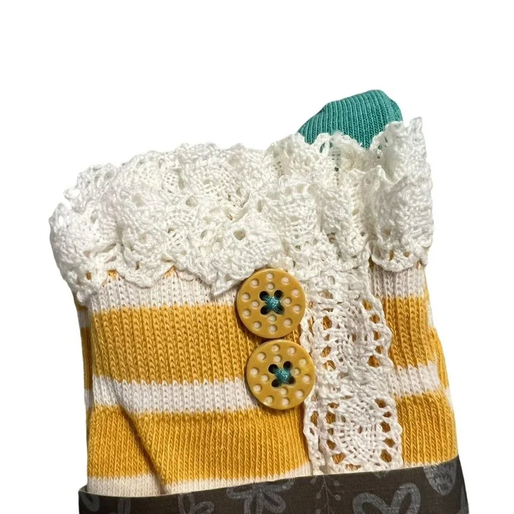 NEW Matilda Jane Sz L Perfectly Paired Yellow Lace Knee Socks